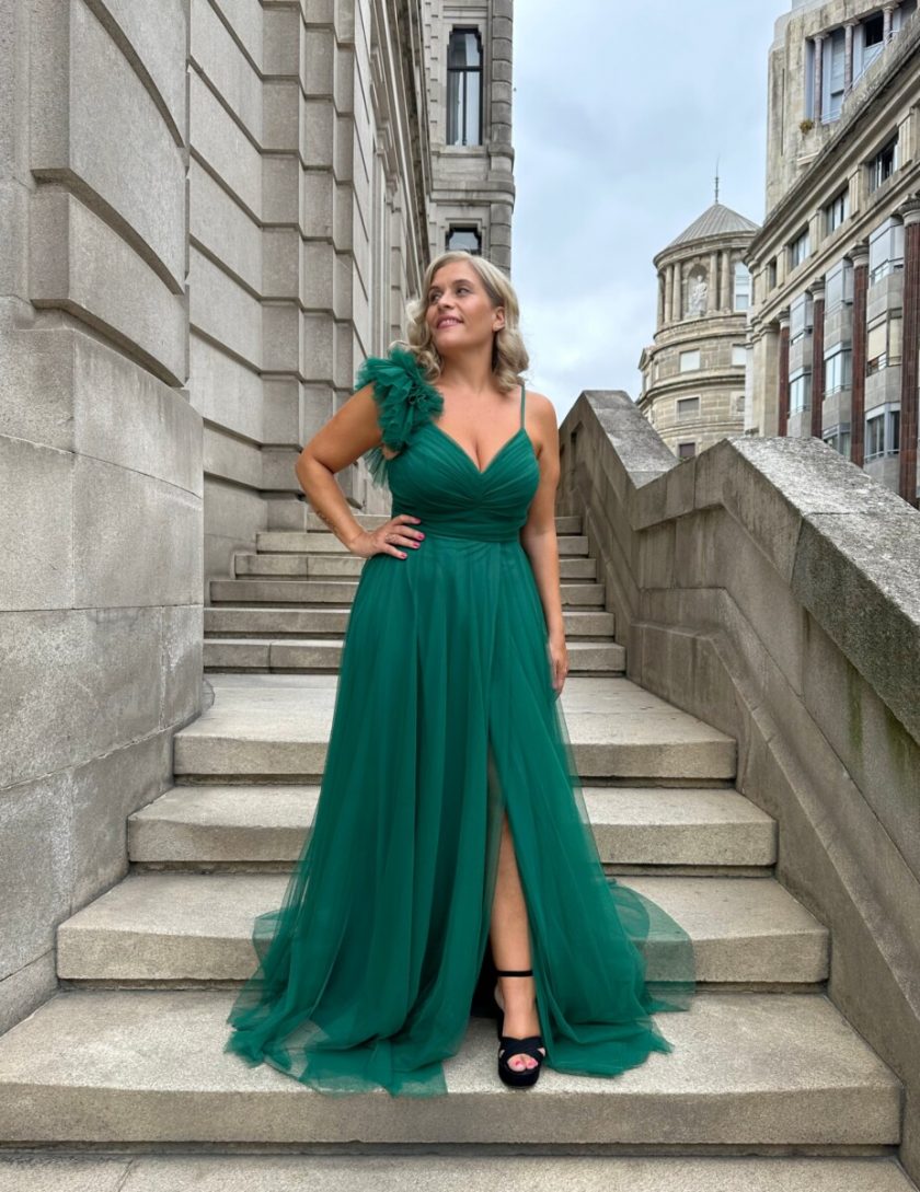 Vestido Tul Abertura Hombro Curvy - Imagen 7