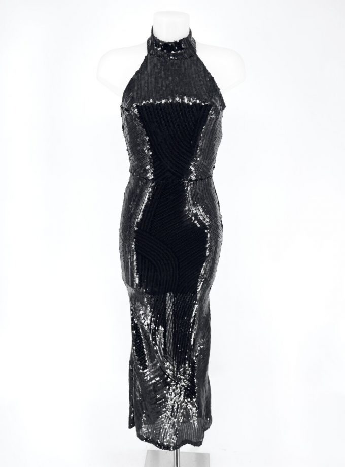 Vestido Halter Lentejuelas Largo