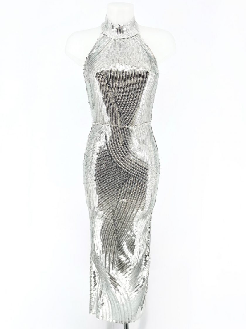 Vestido Halter Lentejuelas Largo - Imagen 9