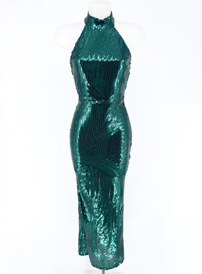 Vestido Halter Lentejuelas Largo