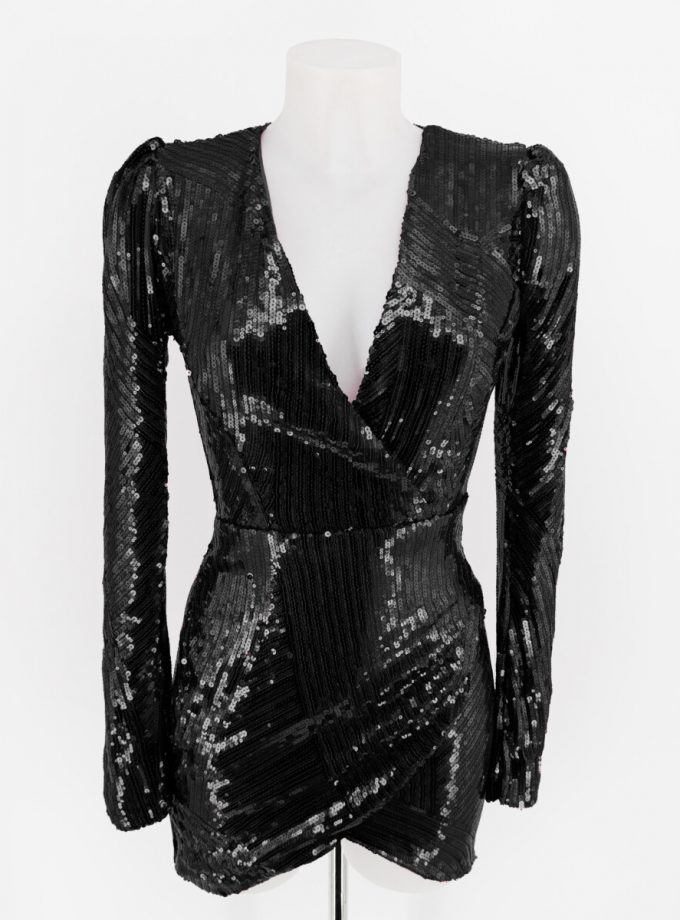 Vestido Lentejuelas Mangas Cruzado