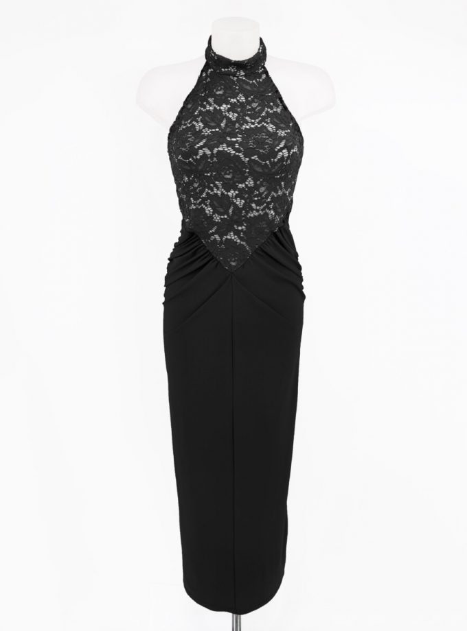 Vestido Halter Encaje Largo