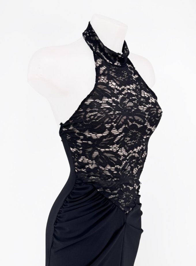 Vestido Halter Encaje Largo