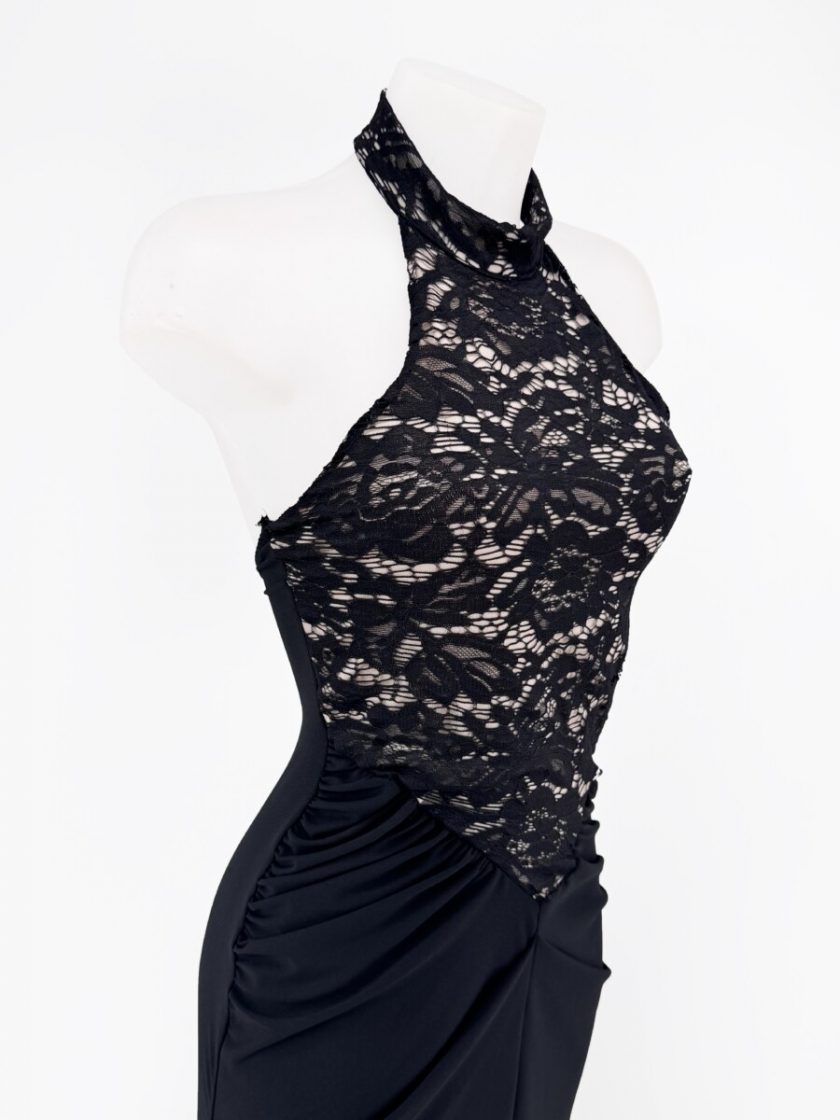 Vestido Halter Encaje Largo - Imagen 2