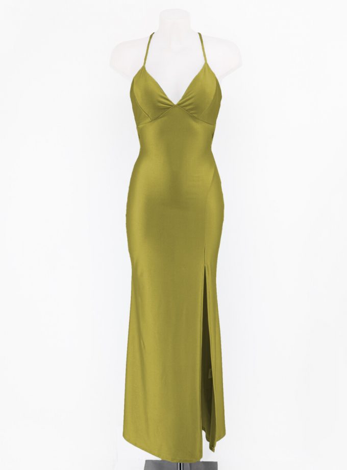 Vestido Seda Espalda Cruzada Escote triángulo