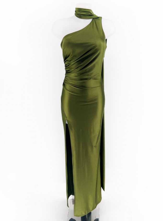 Vestido Seda Atado Cuello