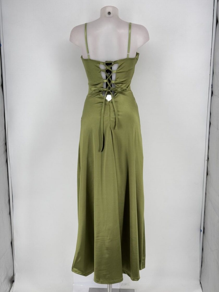 Vestido Seda Cascada Espalda Cruzada - Imagen 6