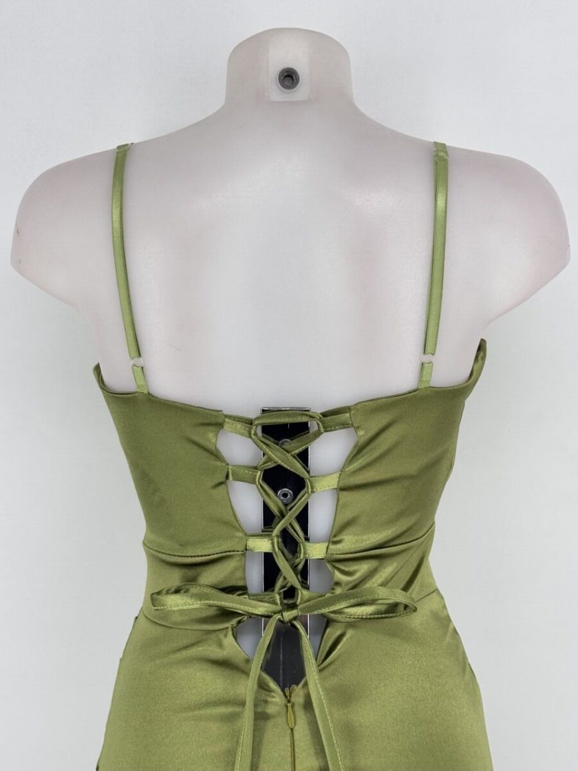 Vestido Seda Cascada Espalda Cruzada - Imagen 5