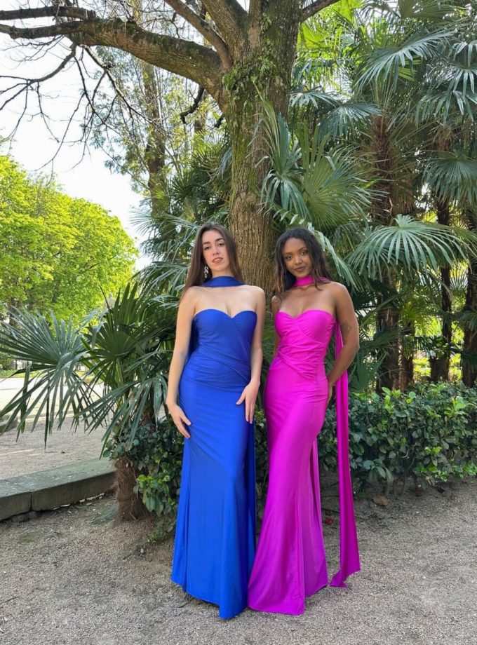 Vestido Sirena Cuello Alas