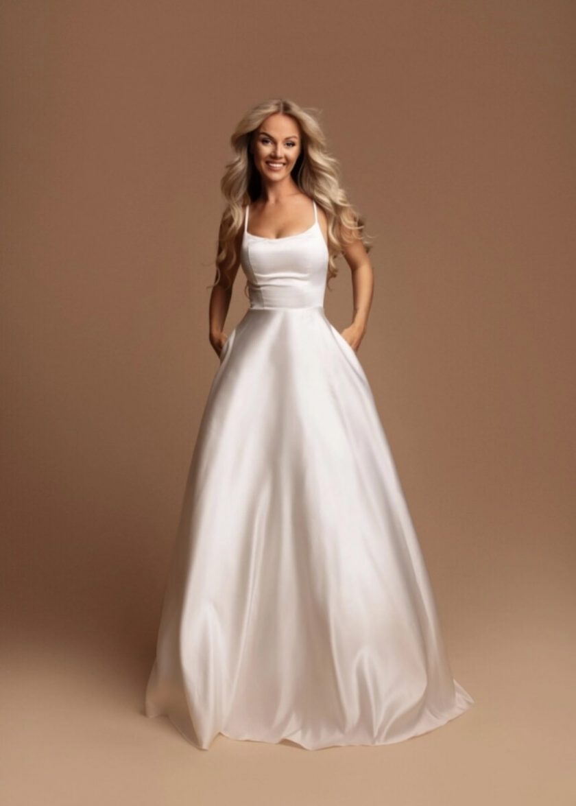 Vestido Seda Novia Bolsillos - Imagen 3