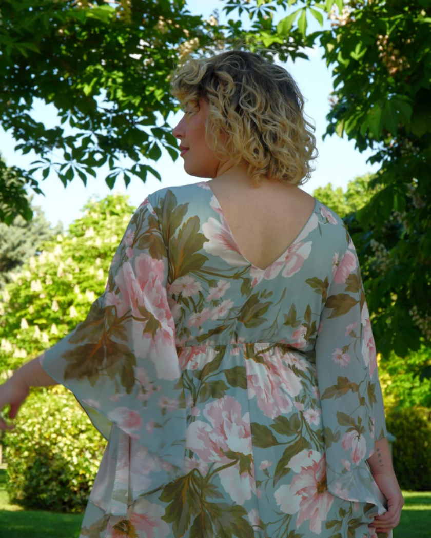 Vestido Gasa Mangas Estampado Curvy - Imagen 3