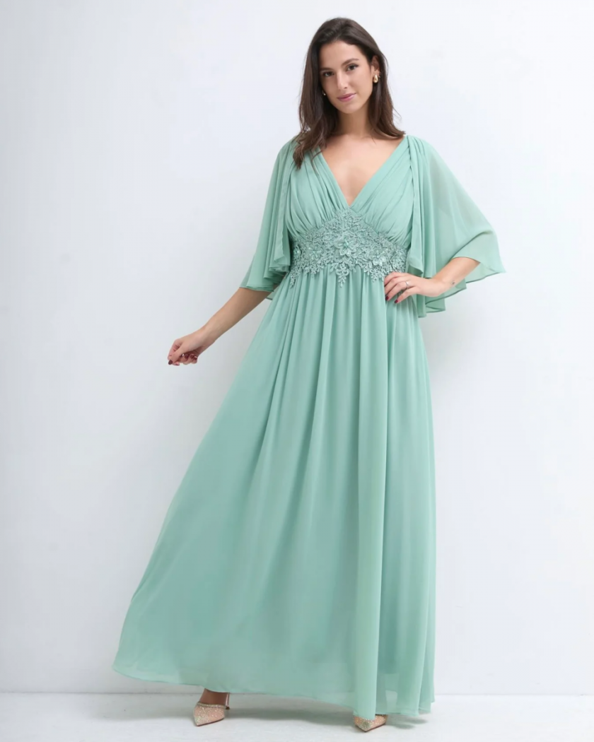 Vestido Capa Cintura Flores Curvy - Imagen 6