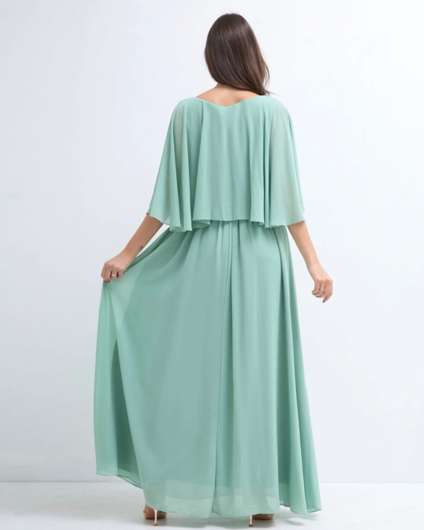Vestido Capa Cintura Flores Curvy - Imagen 5