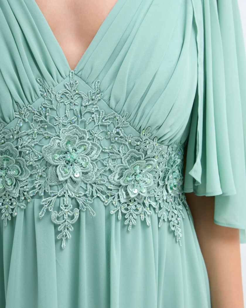 Vestido Capa Cintura Flores Curvy - Imagen 7