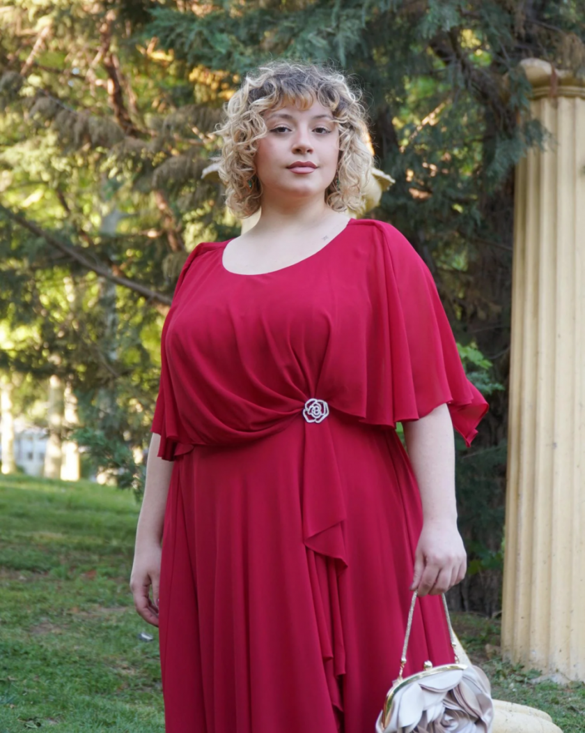 Vestido Capa Broche Flor Curvy - Imagen 15