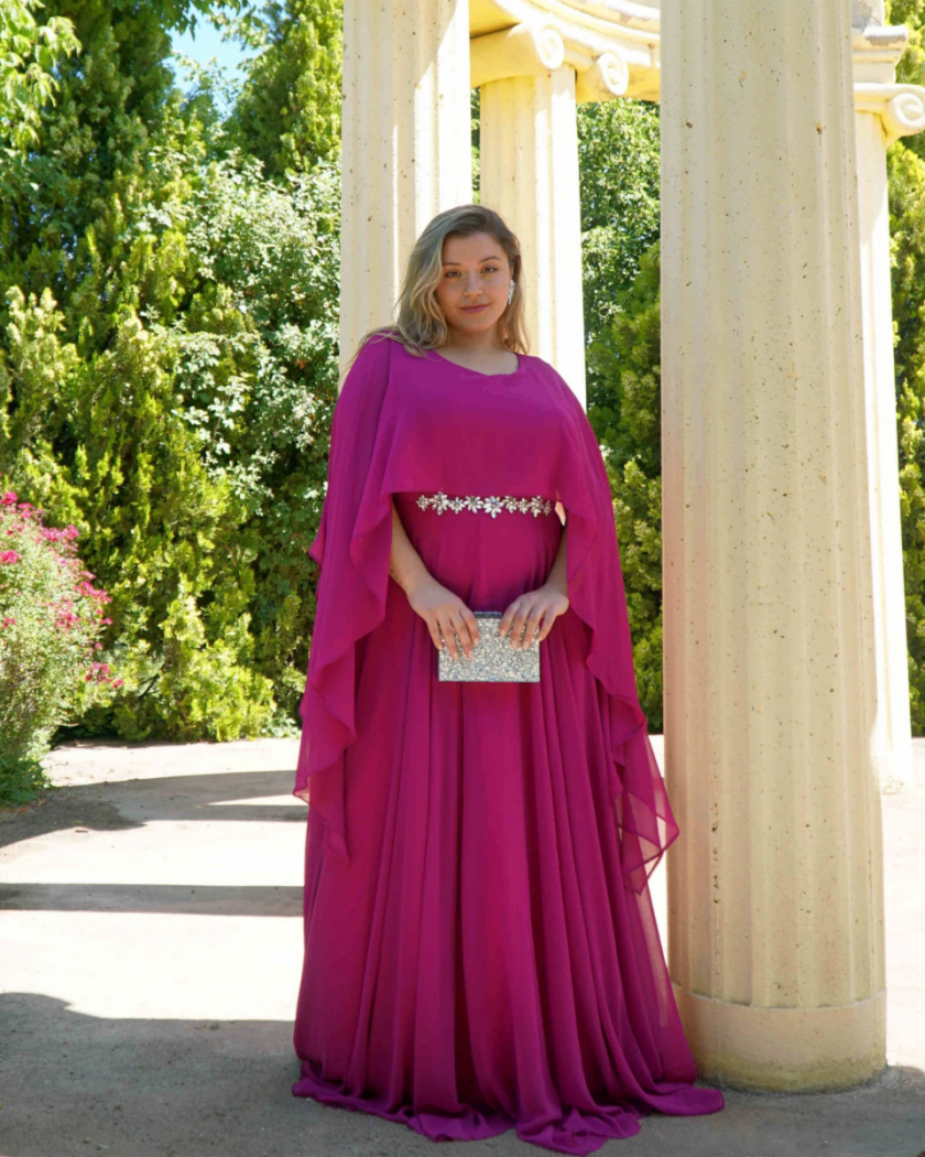 Vestido Capa Larga Aplique Brillos Curvy - Imagen 9