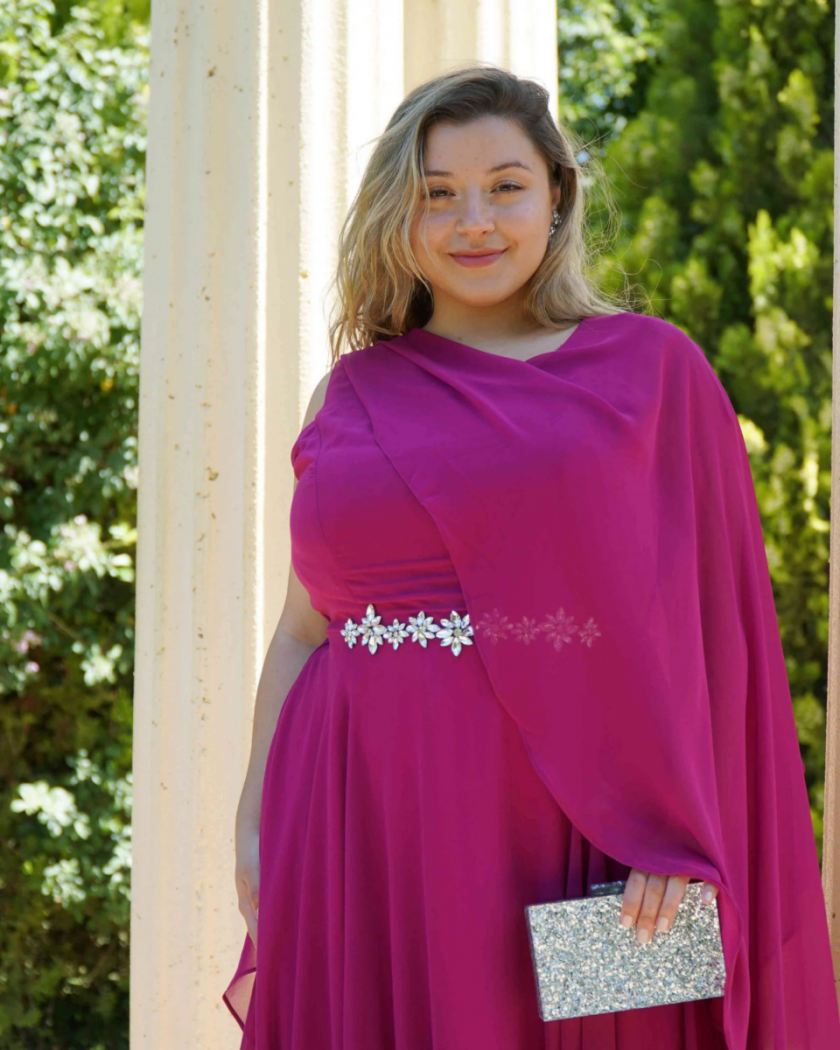 Vestido Capa Larga Aplique Brillos Curvy - Imagen 7