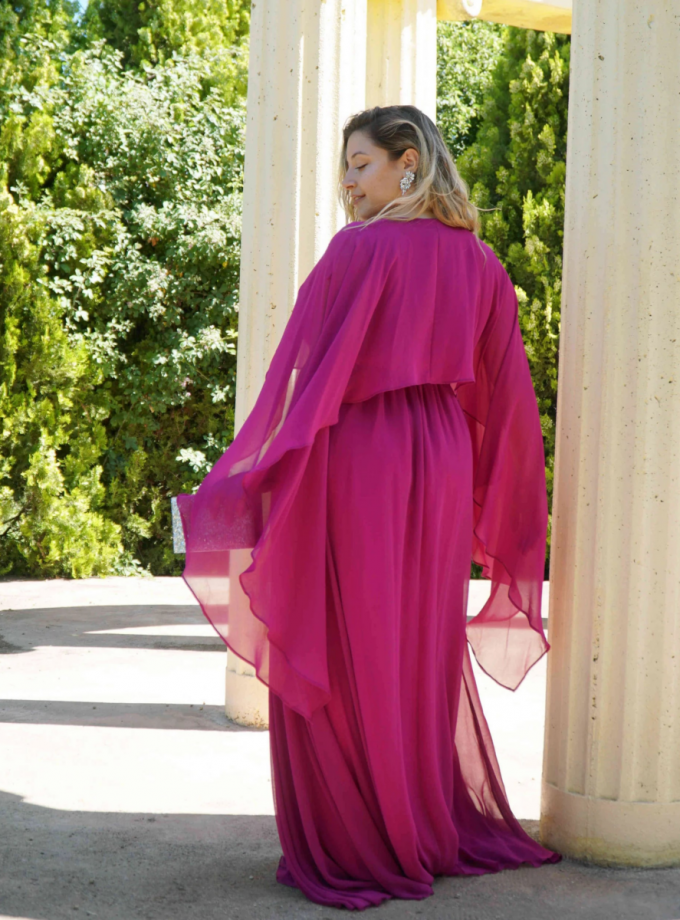 Vestido Capa Larga Aplique Brillos Curvy