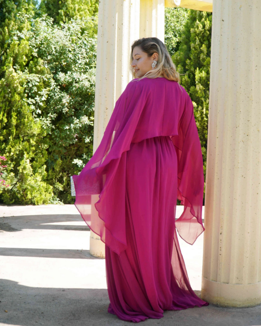 Vestido Capa Larga Aplique Brillos Curvy - Imagen 6