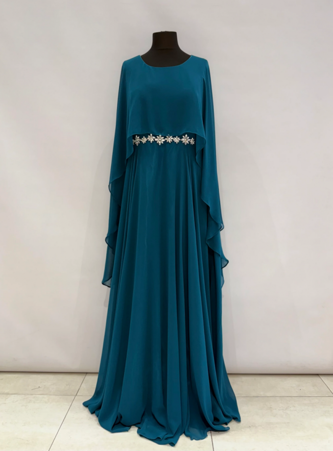 Vestido Capa Larga Aplique Brillos Curvy