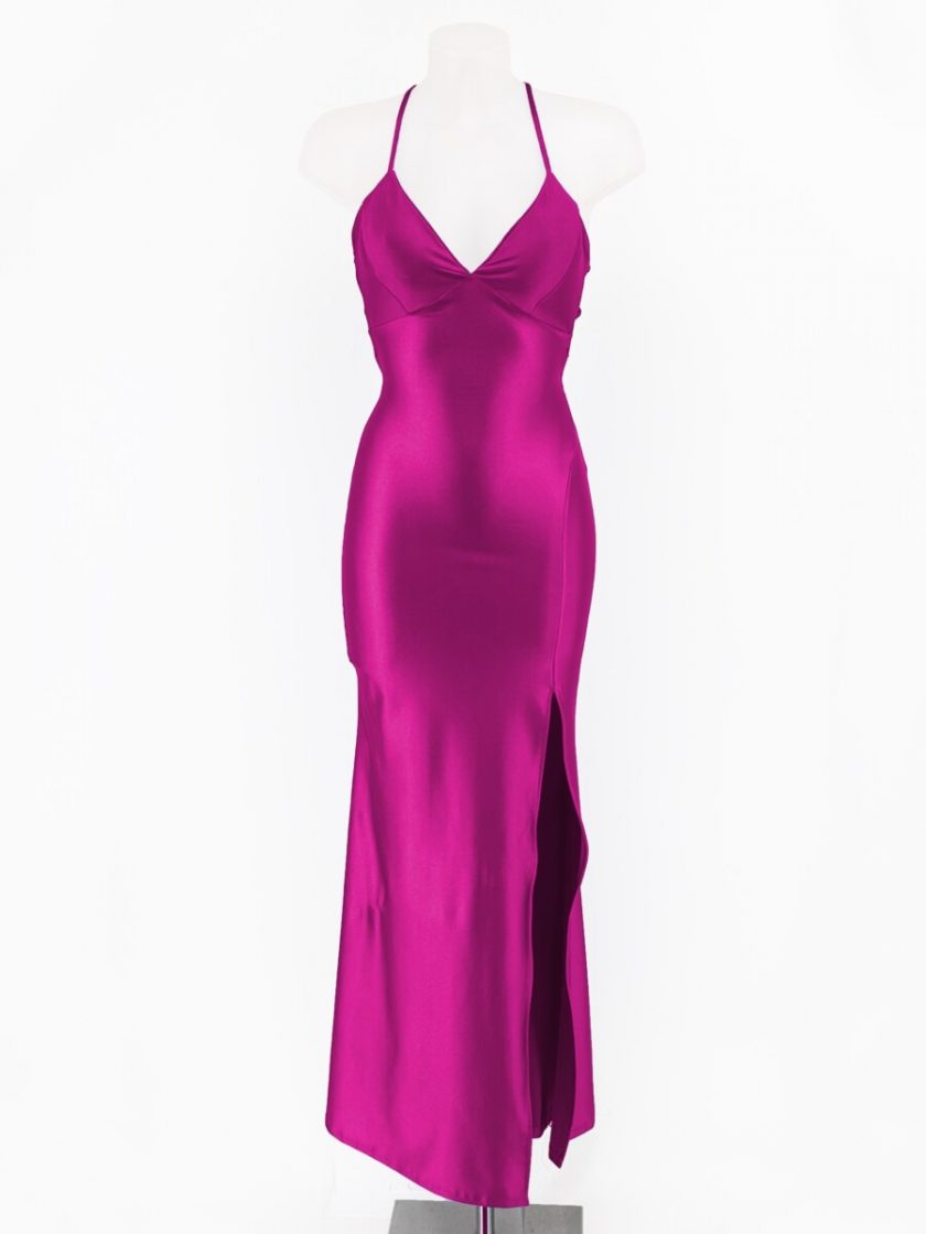 Vestido Seda Espalda Cruzada Escote triángulo - Imagen 8