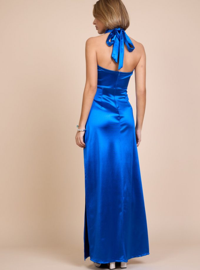 Vestido Seda Halter Cascada