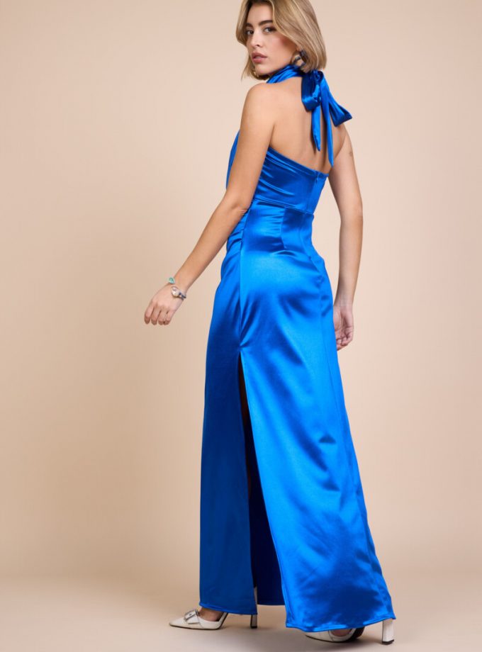 Vestido Seda Halter Cascada