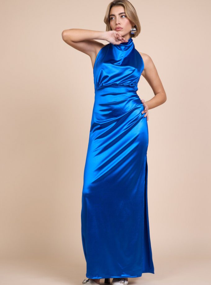 Vestido Seda Halter Cascada