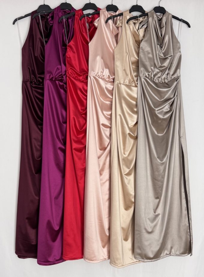 Vestido Seda Halter Cascada