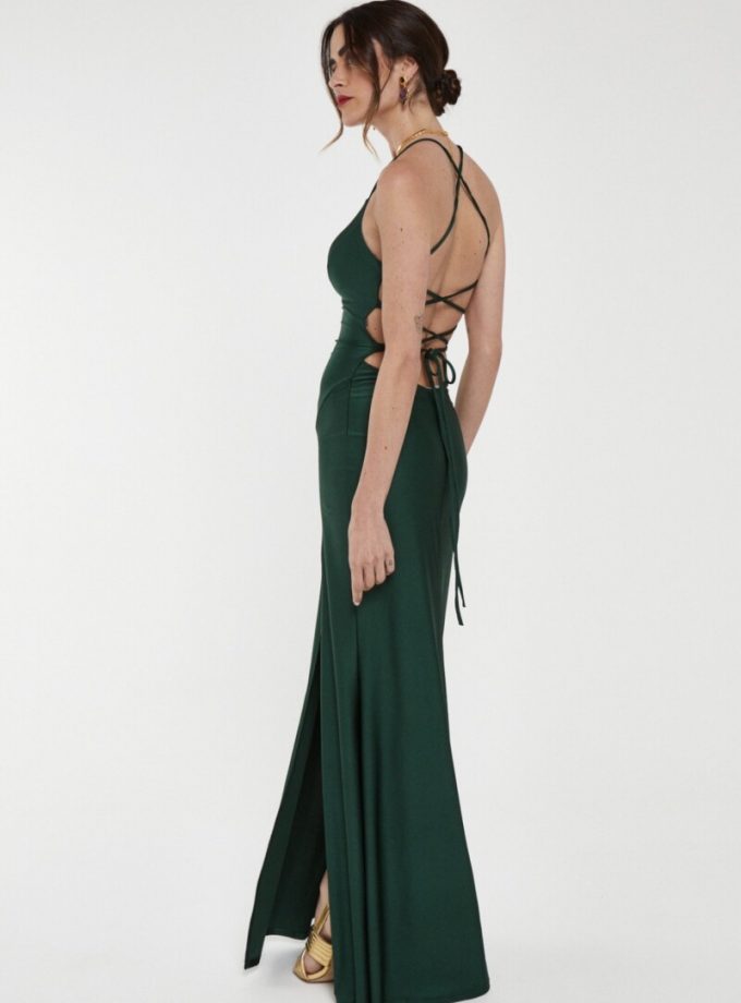 Vestido Seda Espalda Cruzada Escote triángulo