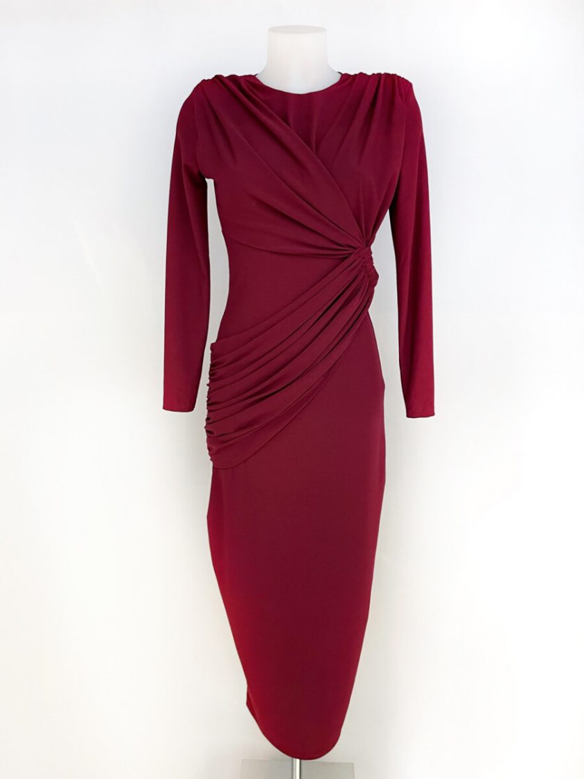 Vestido Drapeado Cintura Mangas - Imagen 8
