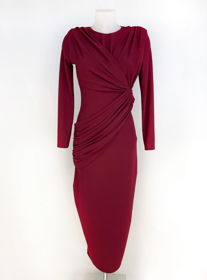 Vestido Drapeado Cintura Mangas