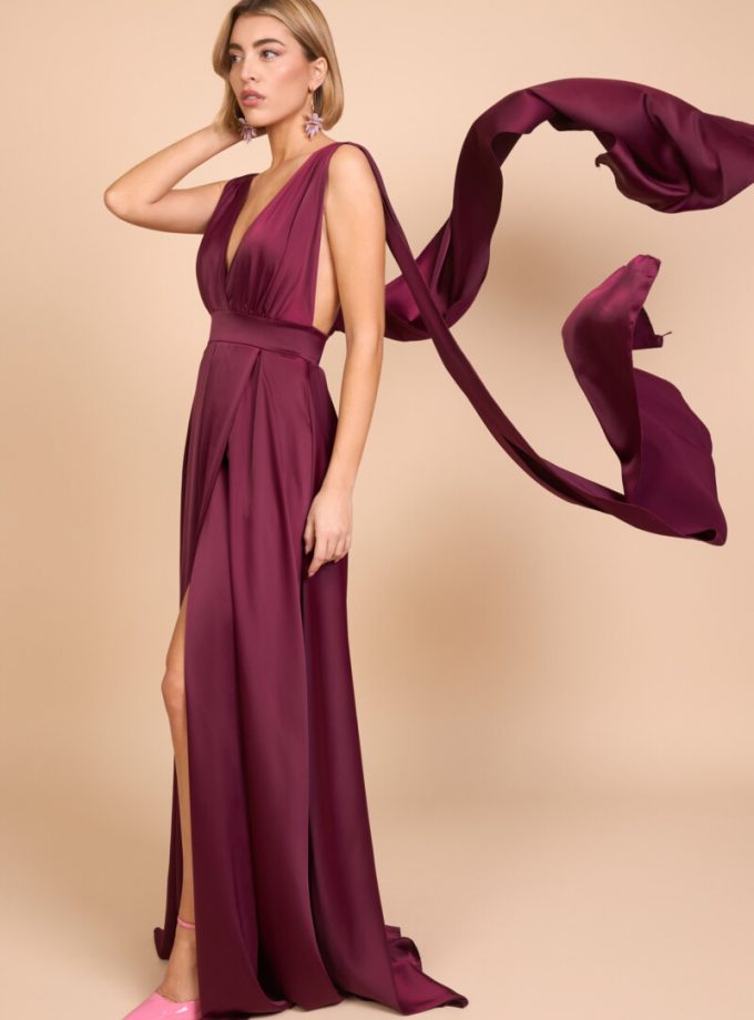 Vestido Seda Escote Alas