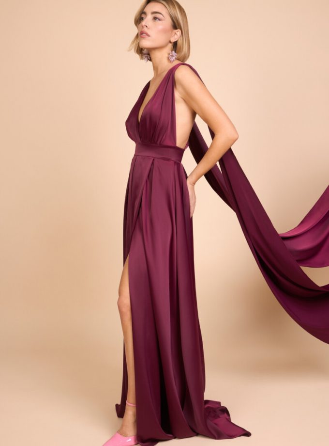 Vestido Seda Escote Alas