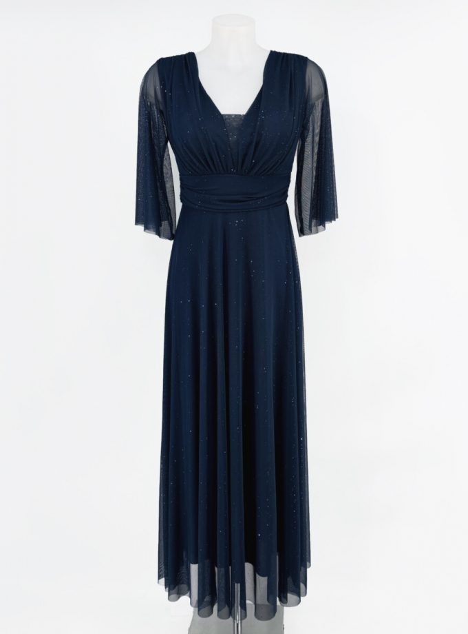 Vestido Tul Basic Manga Larga Brillos