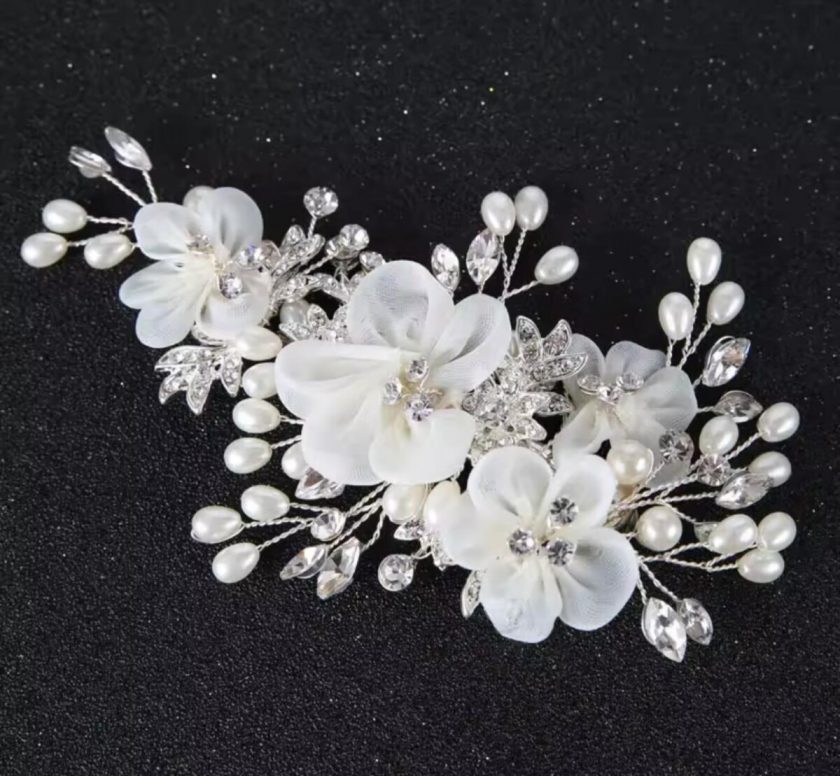 Tocado Novia Pinza Flores Nacaradas