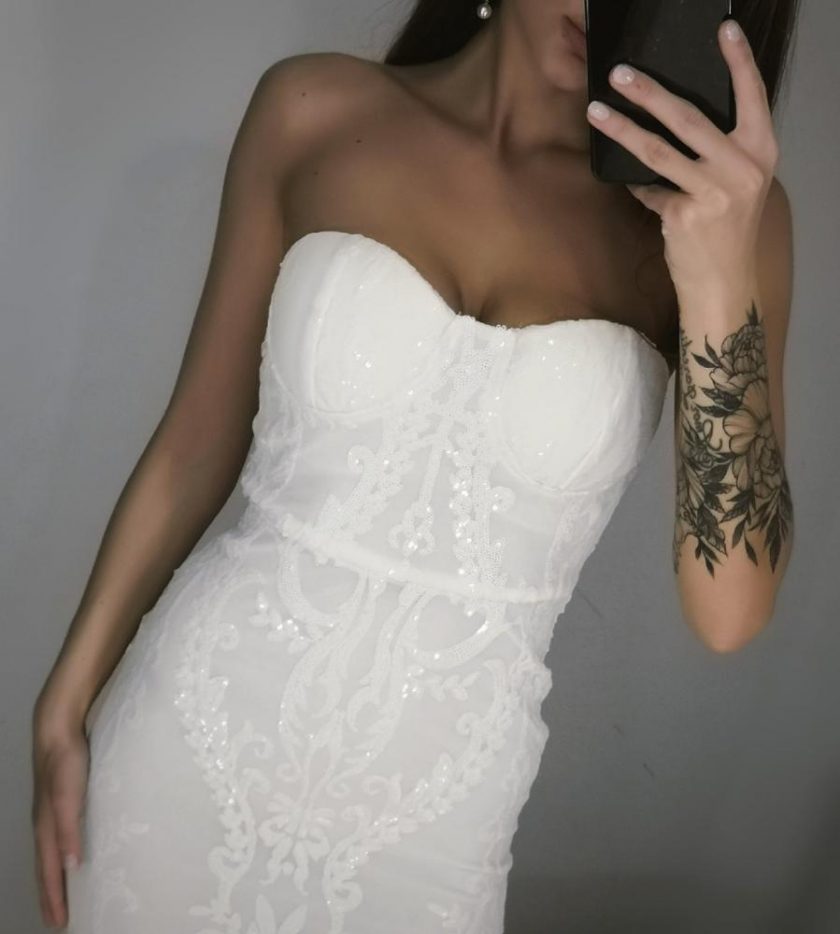 Vestido Sirena Brillos Novia - Imagen 13