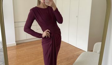 Vestido Mangas Largo Drapeado