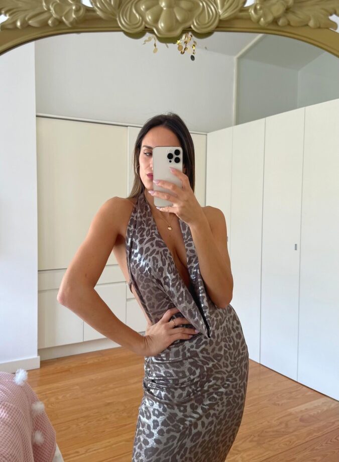 Vestido Seda Leo Escote Cascada