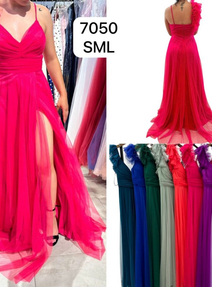 Vestido Tul Abertura Hombro Curvy