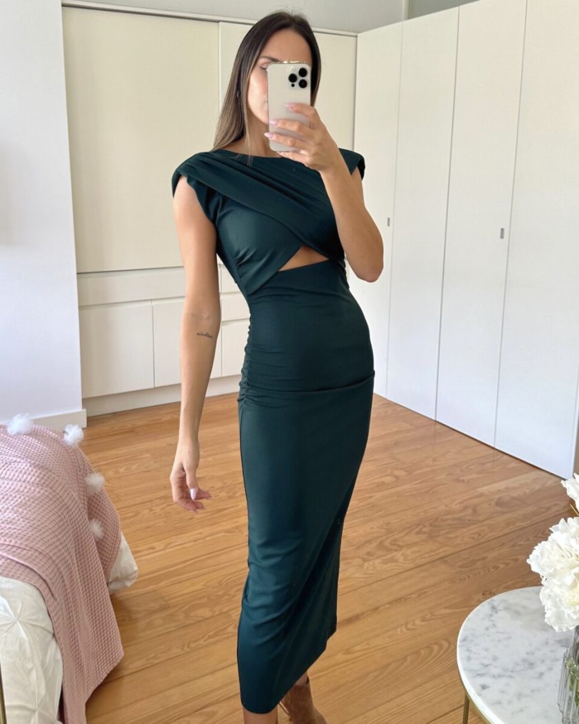 Vestido Cruzado Abertura Midi