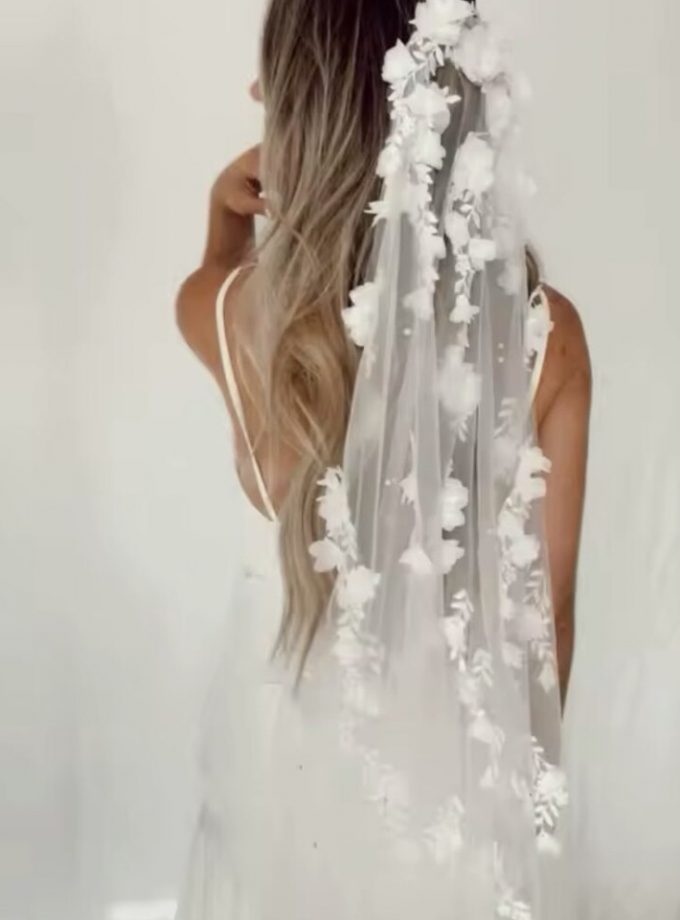 Tocado Velo Flores Perlas