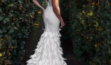 Vestido Sirena Novia Plumas