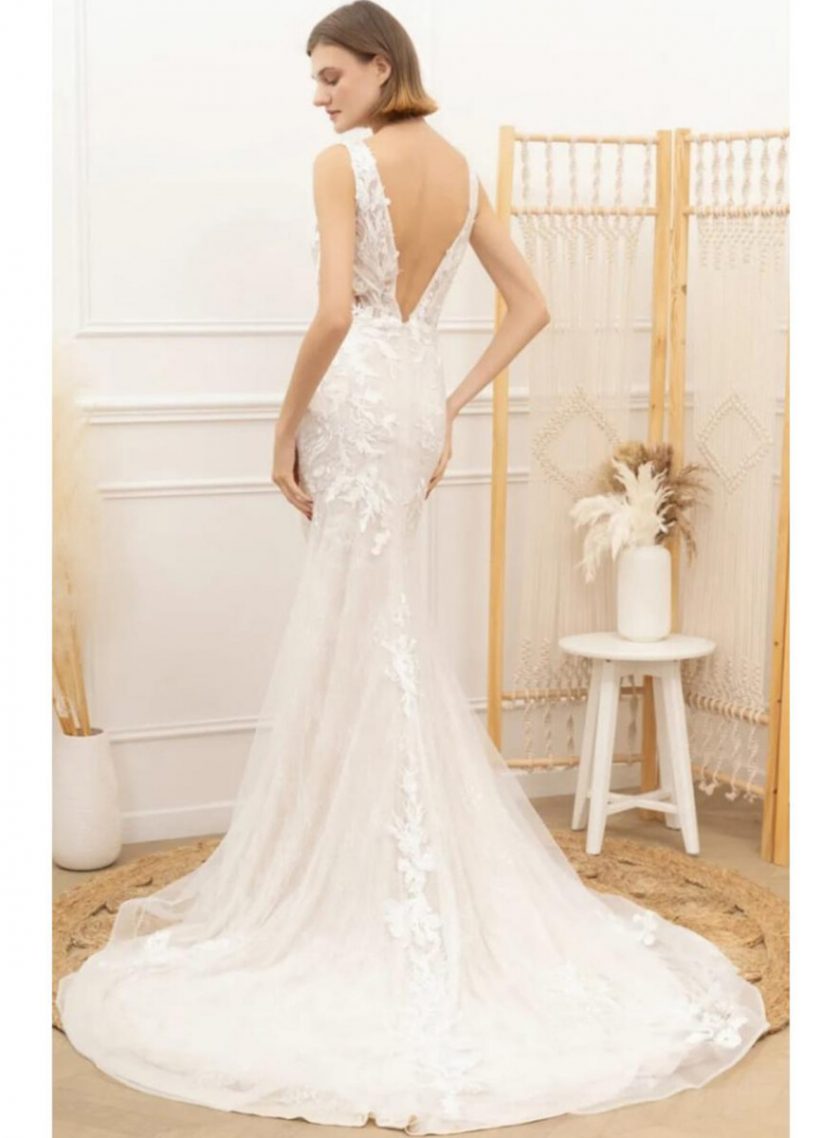 Vestido Sirena Encaje Cola - Imagen 4