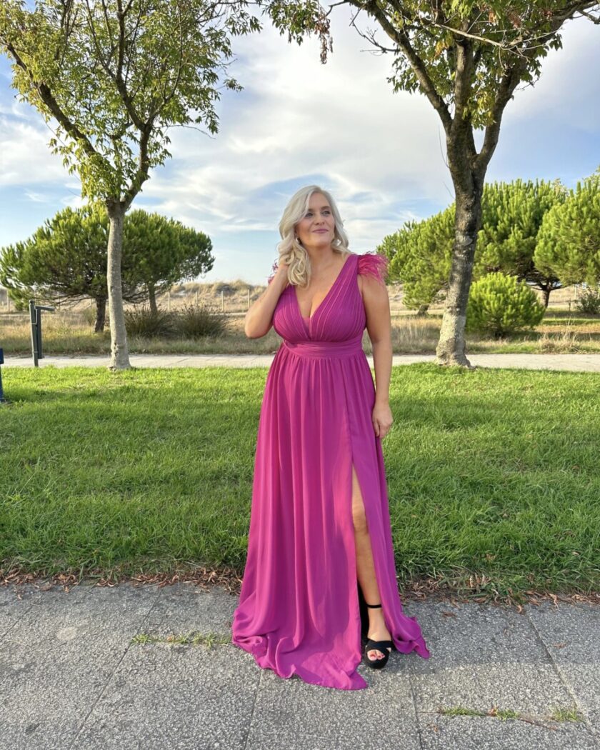 Vestido Curvy Plumas Hombros - Imagen 5