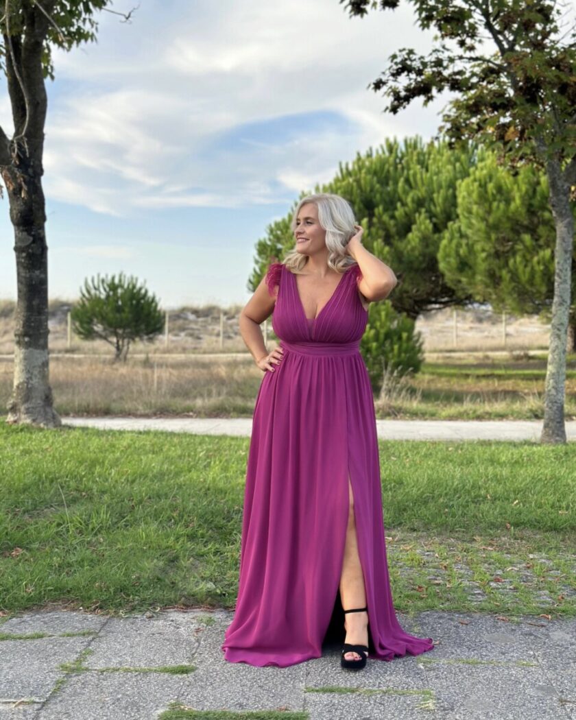 Vestido Curvy Plumas Hombros - Imagen 6