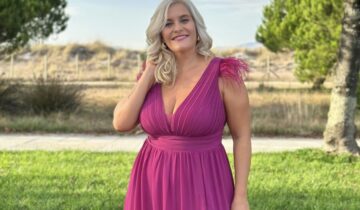 Vestido Curvy Plumas Hombros