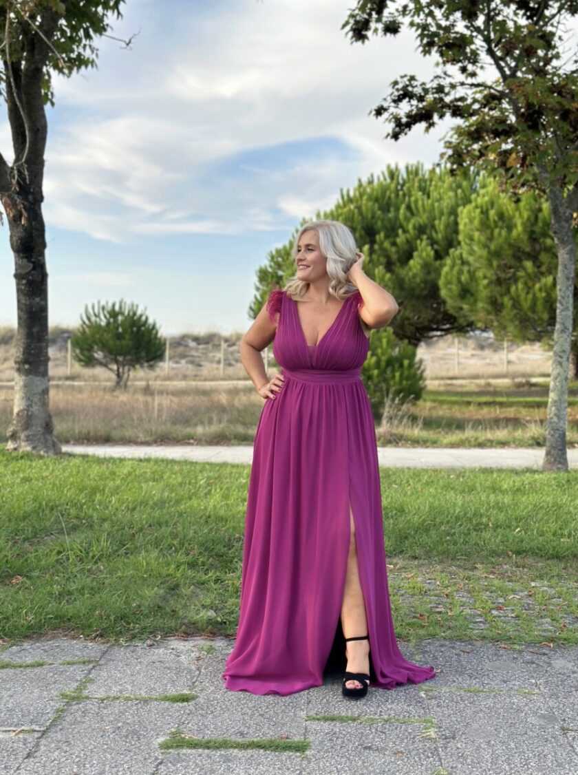 Vestido Curvy Plumas Hombros - Imagen 2