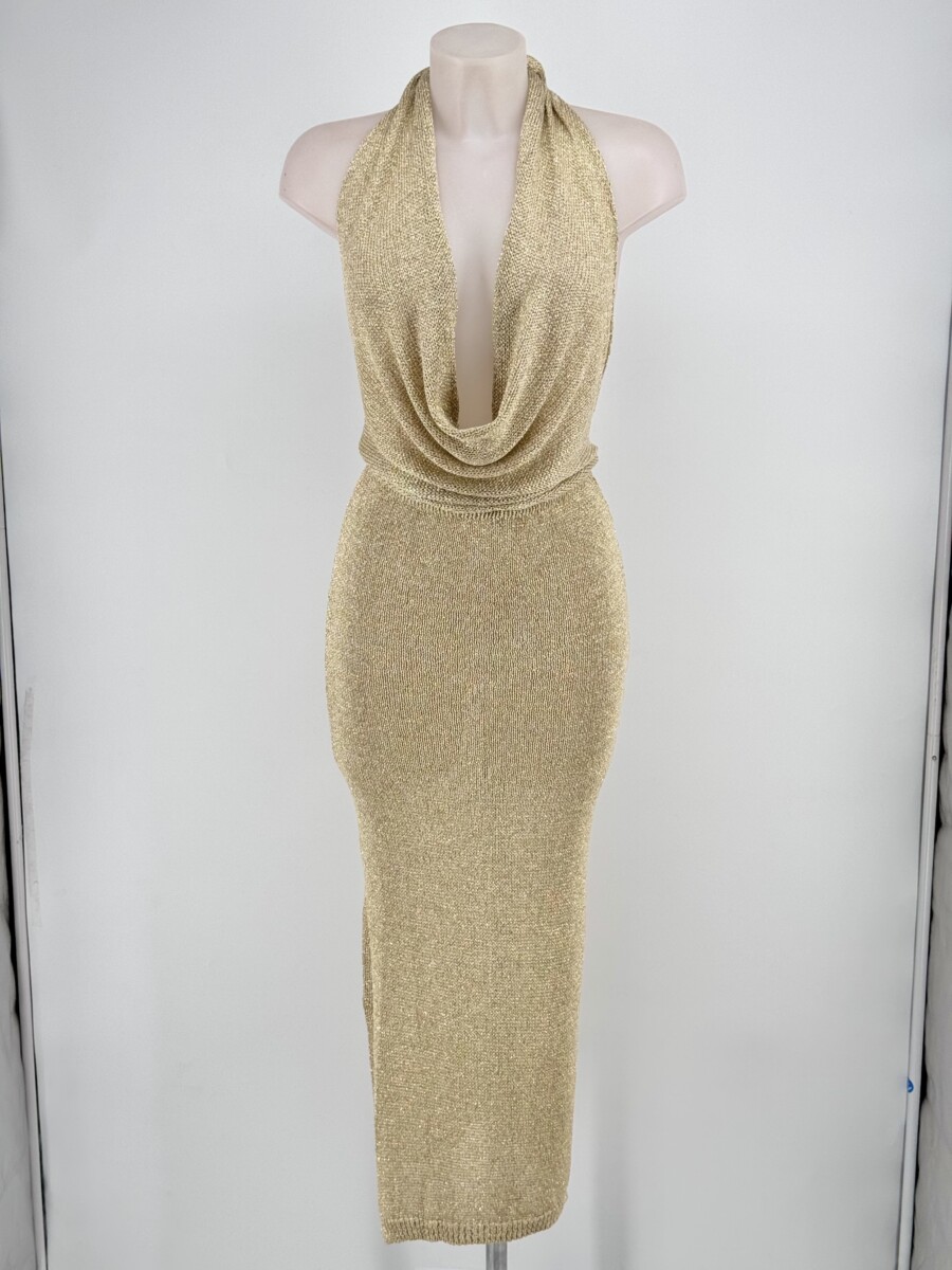 Vestido Punto Escote Cascada