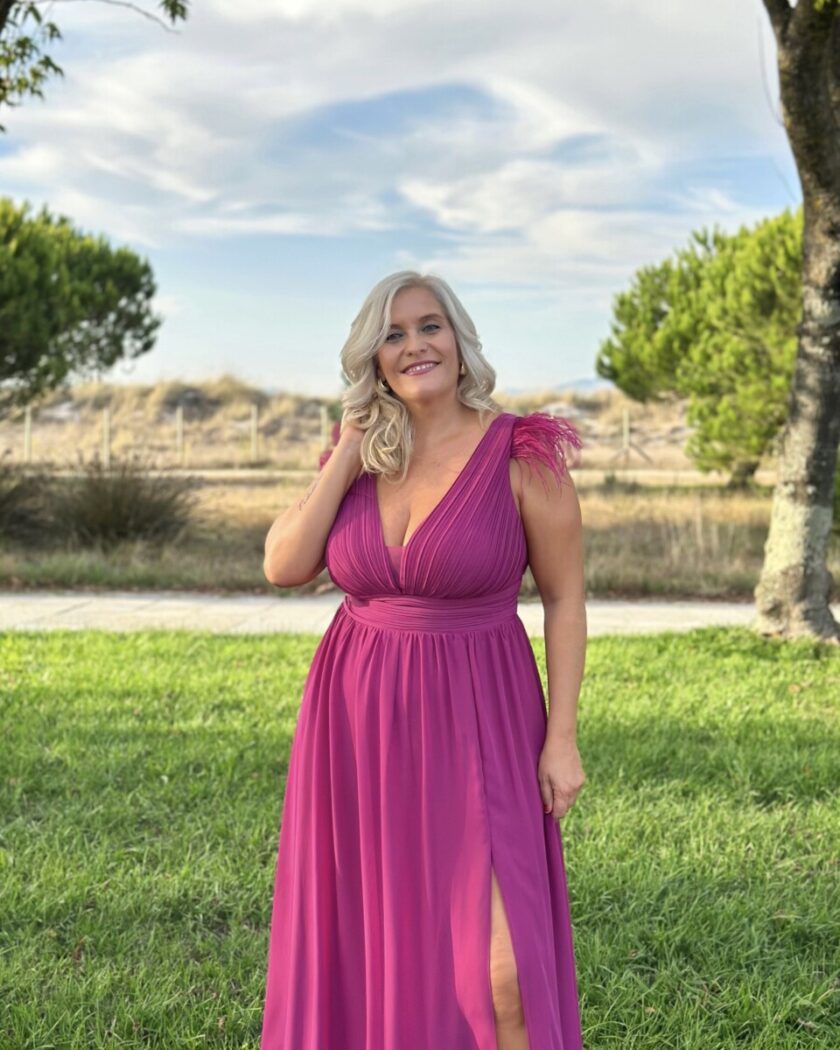 Vestido Curvy Plumas Hombros - Imagen 7